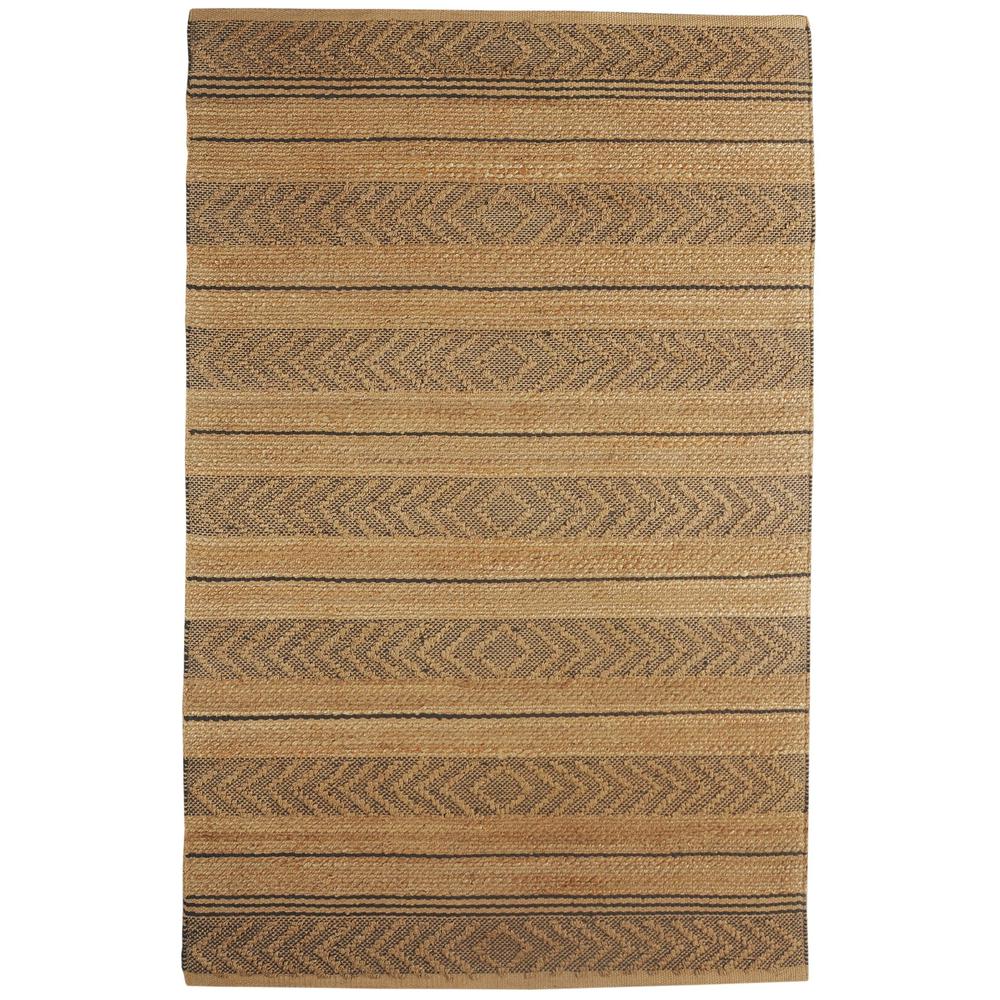 8’ x 10’ Tan and Gray Bohemian Striped Area Rug Tan/Gray. Picture 1
