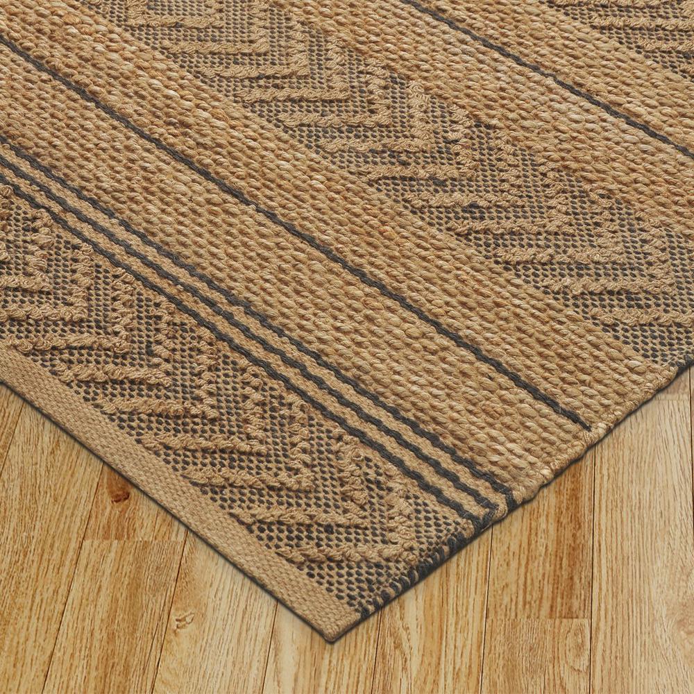 8’ x 10’ Tan and Gray Bohemian Striped Area Rug Tan/Gray. Picture 3