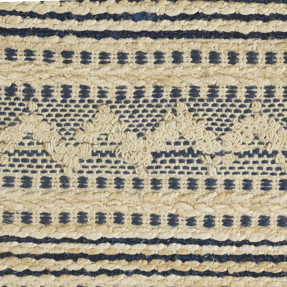 8’ x 10’ Blue and Beige Chevron Striped Area Rug Blue/Off-White. Picture 2