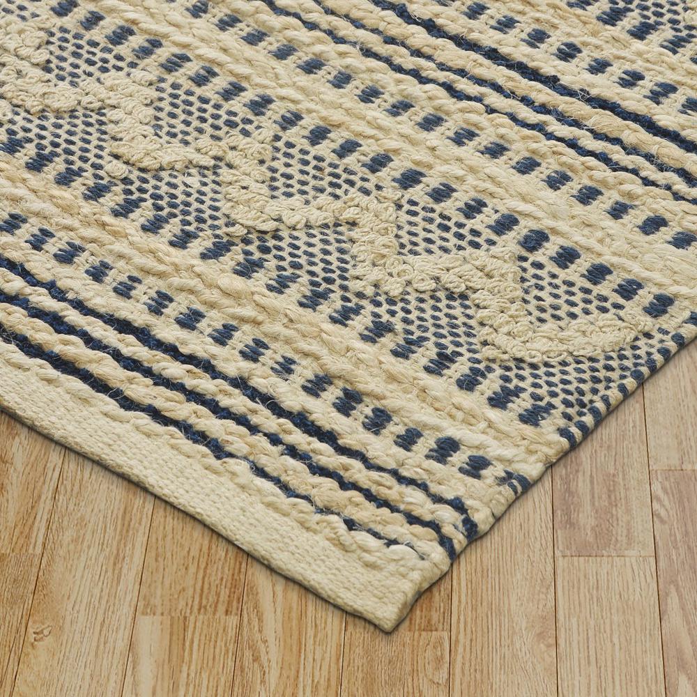 8’ x 10’ Blue and Beige Chevron Striped Area Rug Blue/Off-White. Picture 3