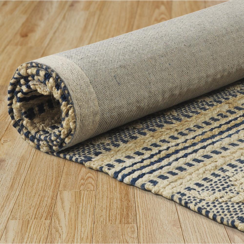 8’ x 10’ Blue and Beige Chevron Striped Area Rug Blue/Off-White. Picture 5