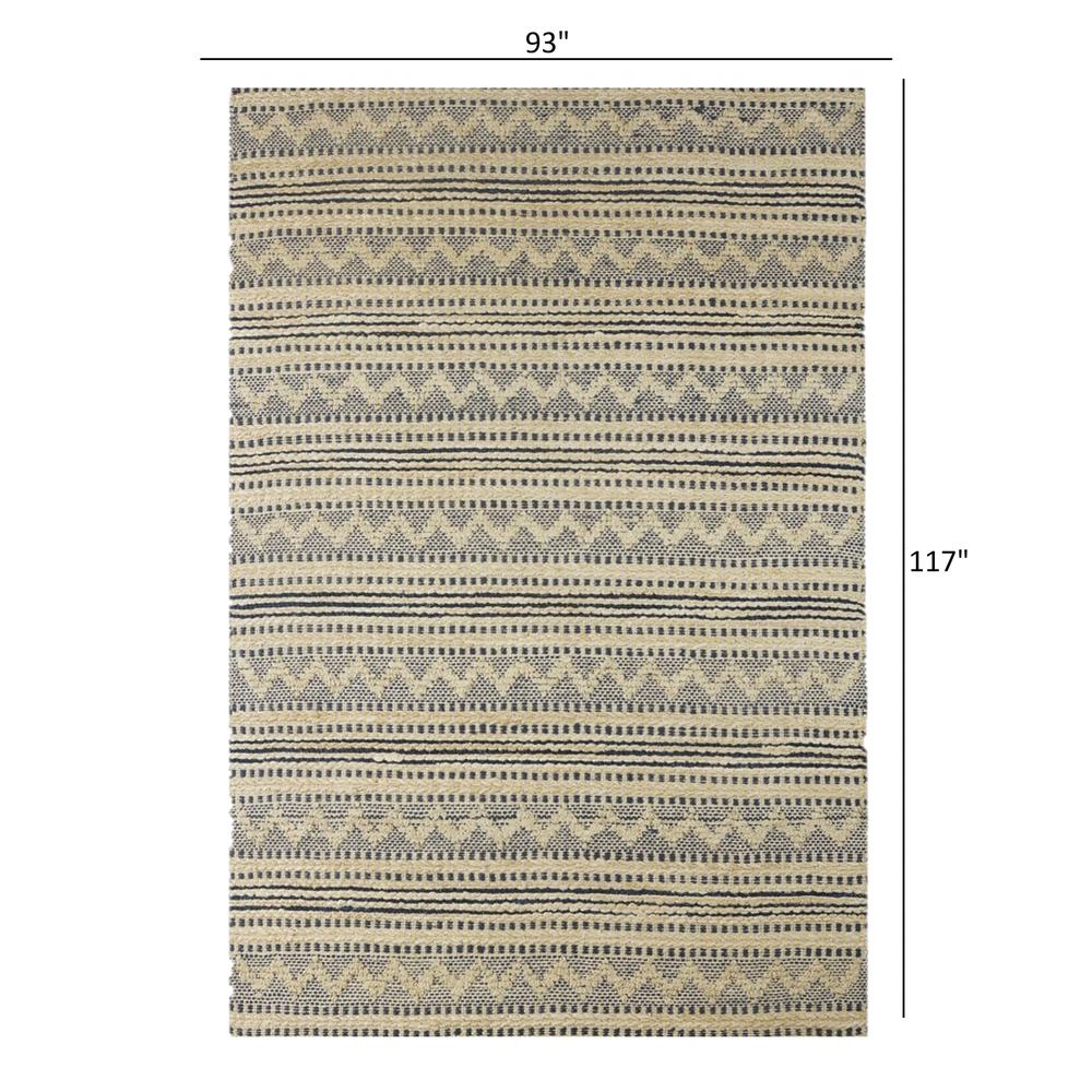8’ x 10’ Blue and Beige Chevron Striped Area Rug Blue/Off-White. Picture 8