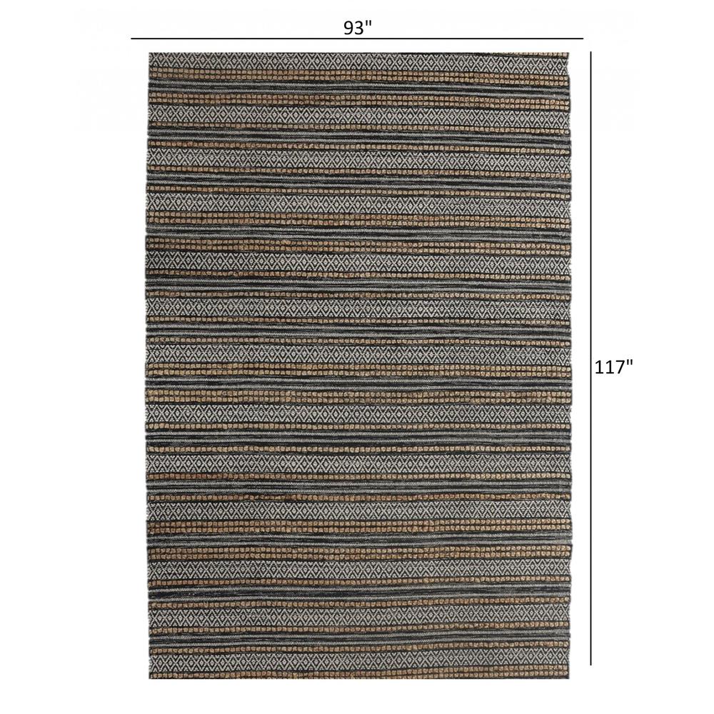 8’ x 10’ Black and Tan Decorative Striped Area Rug Black/White/Tan. Picture 8
