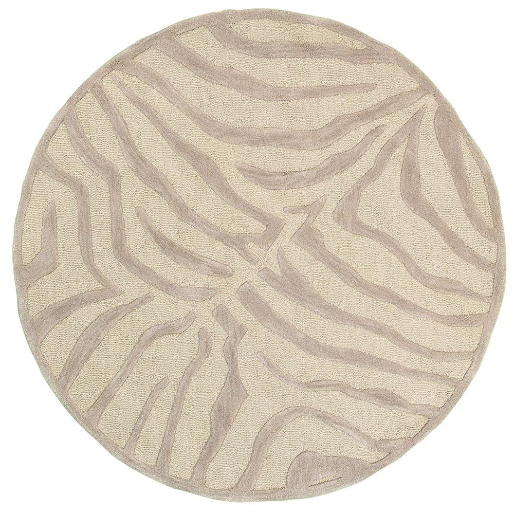 3’ Round Taupe Zebra Pattern Area Rug Taupe/Gray. Picture 1