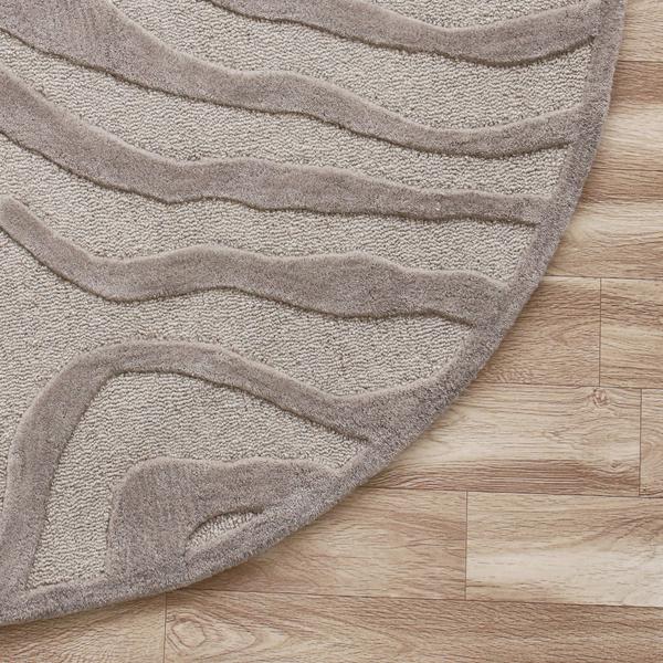 3’ Round Taupe Zebra Pattern Area Rug Taupe/Gray. Picture 4