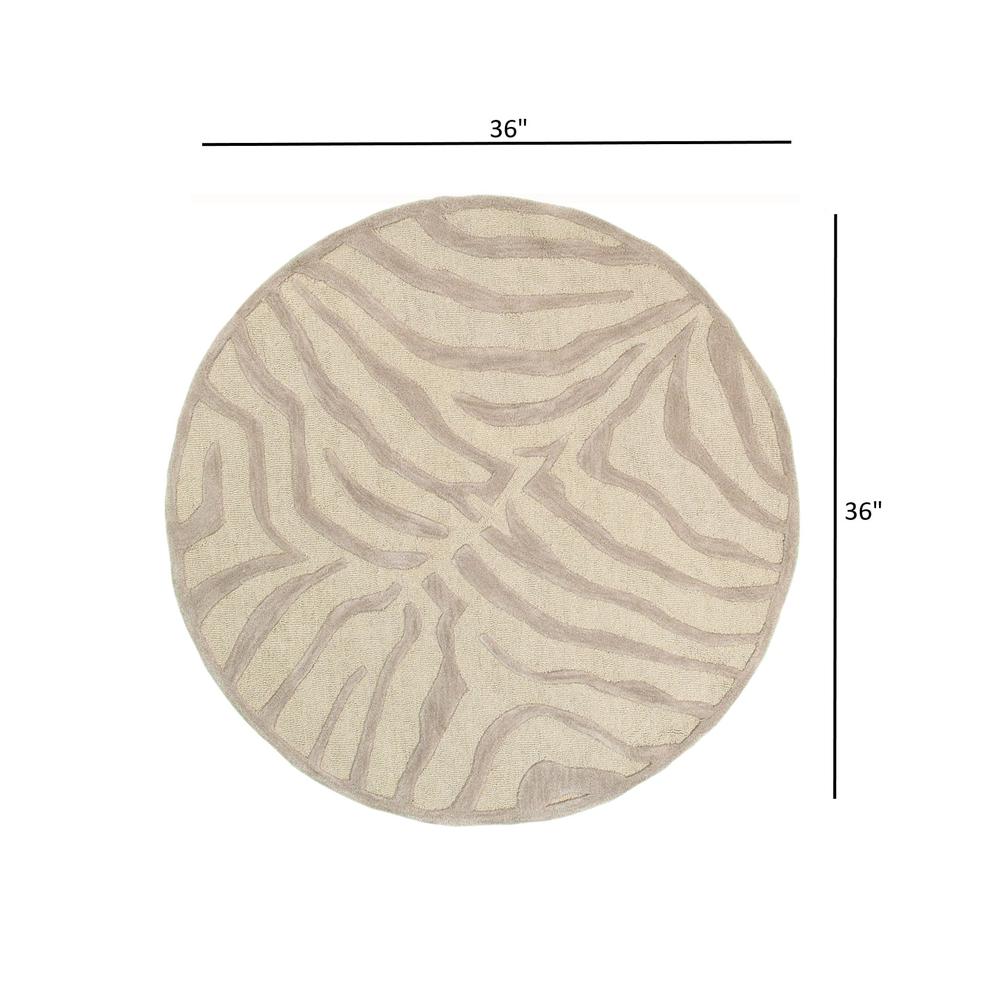 3’ Round Taupe Zebra Pattern Area Rug Taupe/Gray. Picture 8