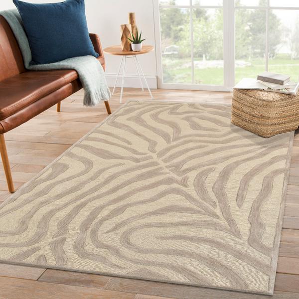 8’ x 10' Taupe Zebra Pattern Area Rug Taupe/Gray. Picture 7
