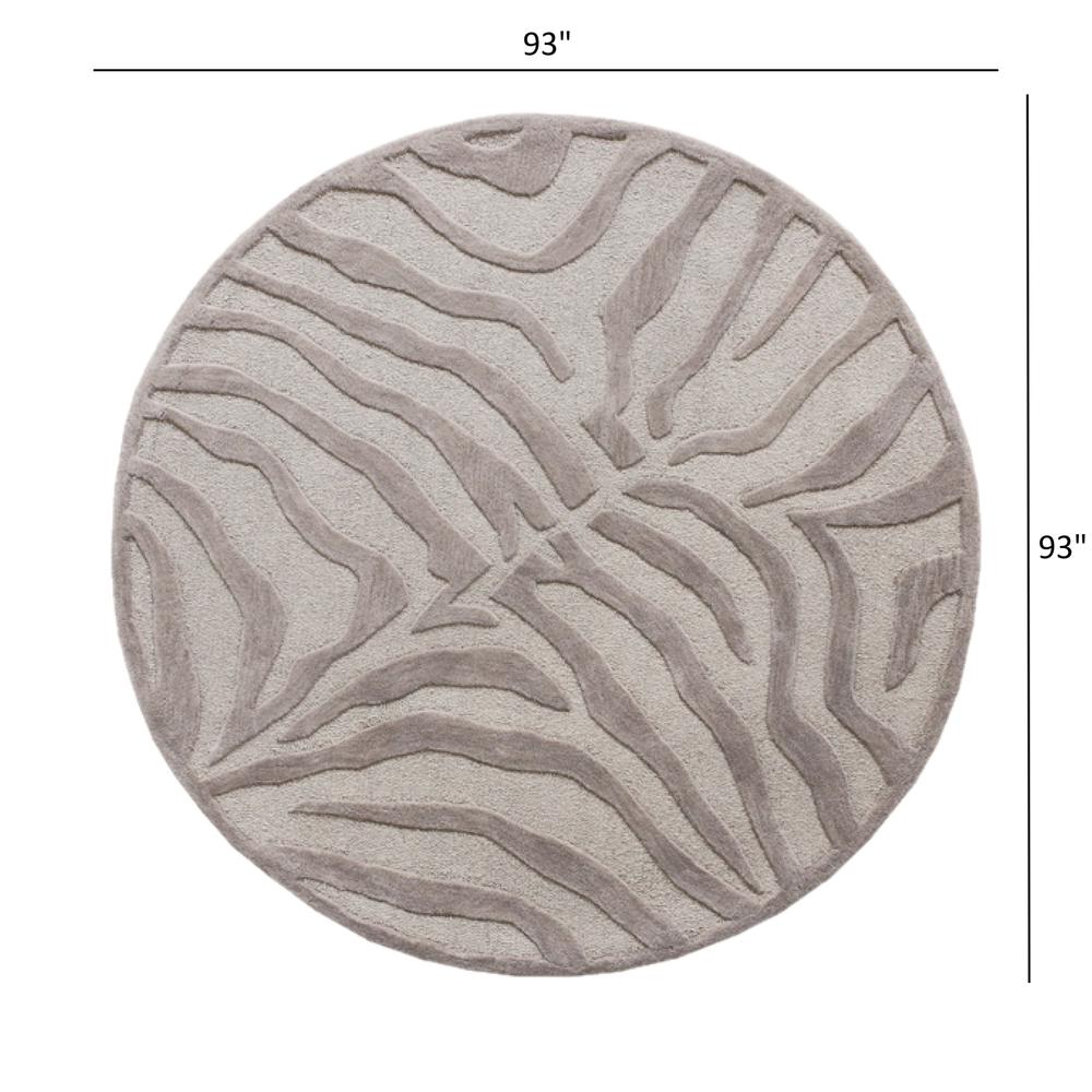 8’ Round Taupe Zebra Pattern Area Rug Taupe/Gray. Picture 7