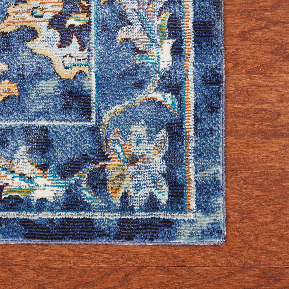 2’ x 9’ Blue and Gold Jacobean Runner Rug Polypropylene. Picture 6