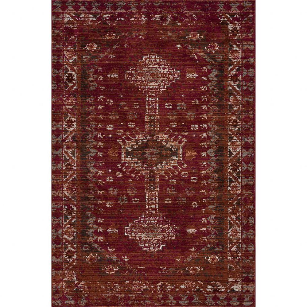 5’ x 8’ Deep Red Traditional Area Rug Polypropylene. Picture 1