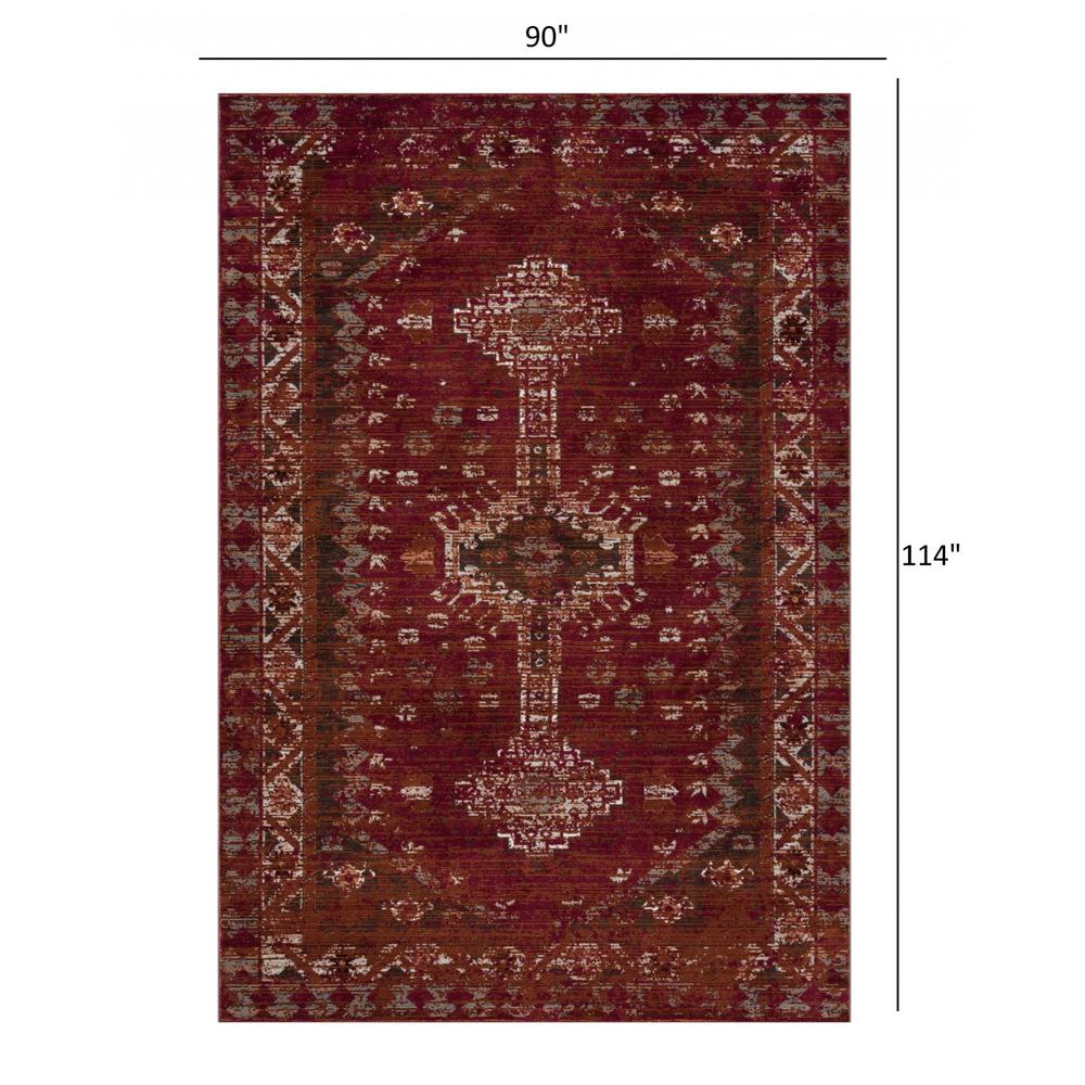 8’ x 10’ Deep Red Traditional Area Rug Polypropylene. Picture 9