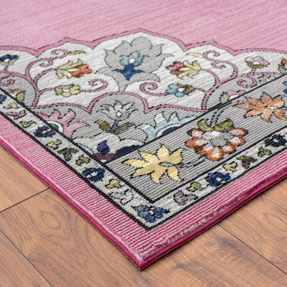 5’ x 8’ Pink Traditional Medallion Area Rug 100% Polypropylene. Picture 3