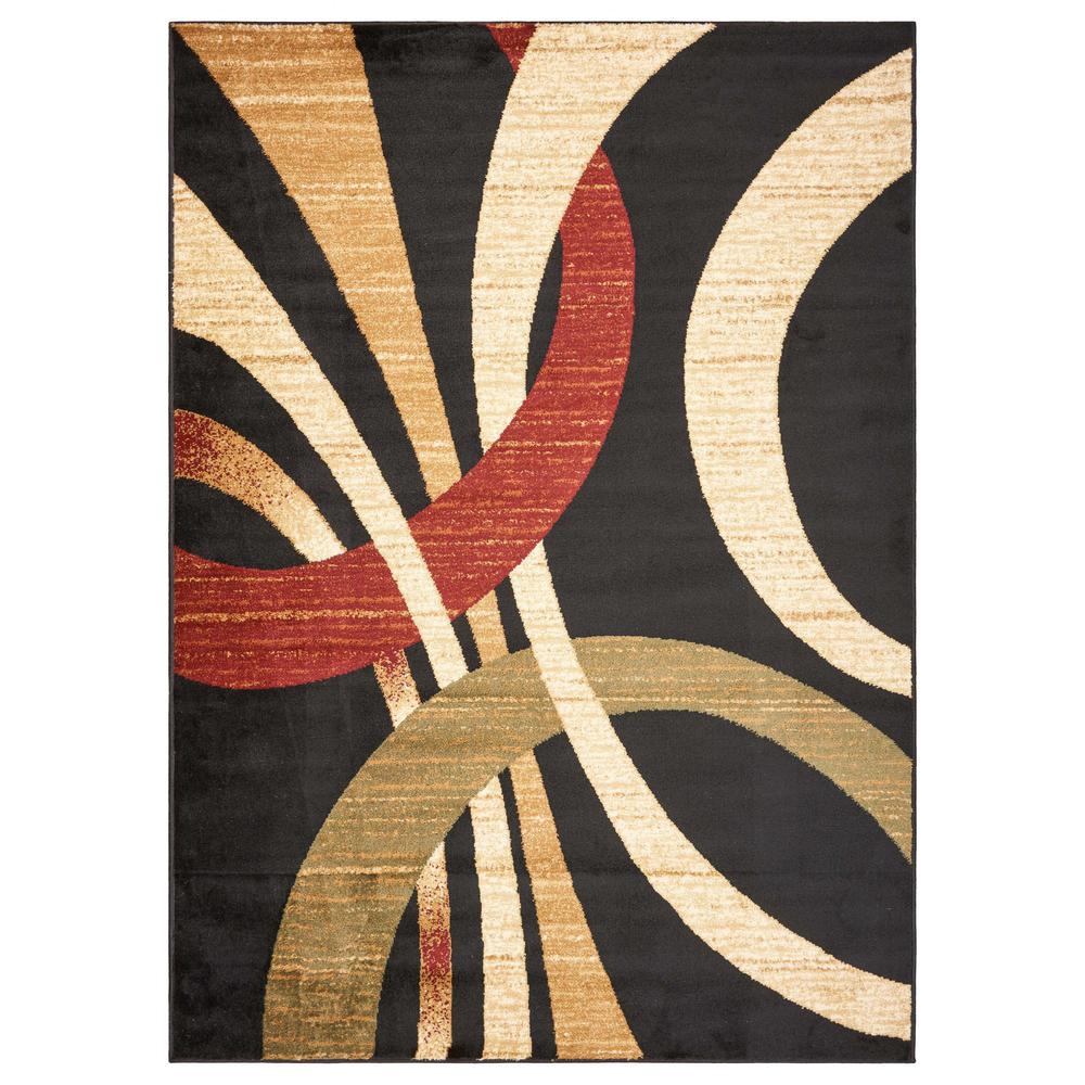 5’ x 7’ Black Abstract Geometric Area Rug Black. Picture 1