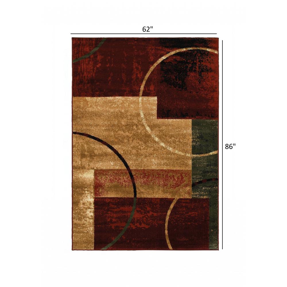 5’ x 7’ Red and Brown Geometric Area Rug Red. Picture 9