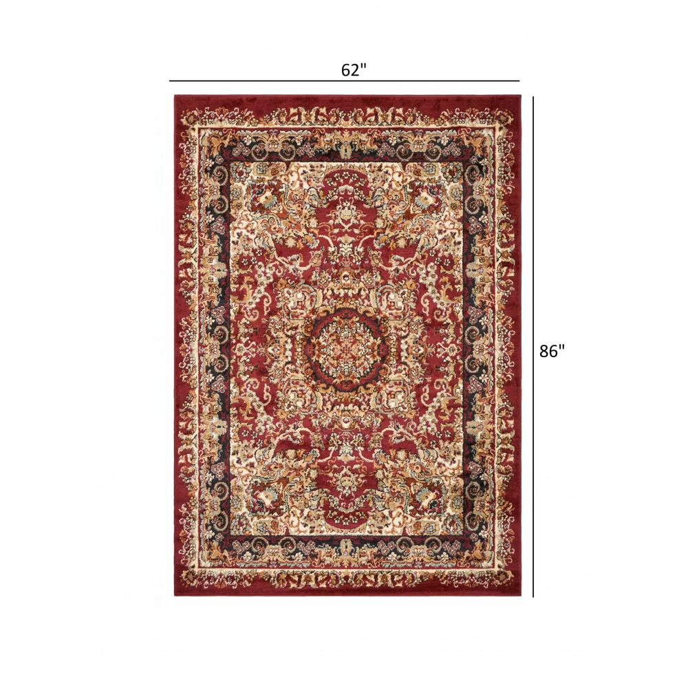 5’ x 7’ Red Royal Medallion Area Rug Red. Picture 9