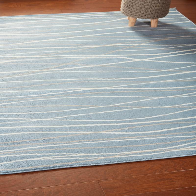 5’ x 7’ Blue Contemporary Waves Area Rug Blue. Picture 7