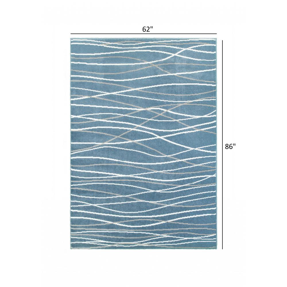 5’ x 7’ Blue Contemporary Waves Area Rug Blue. Picture 8