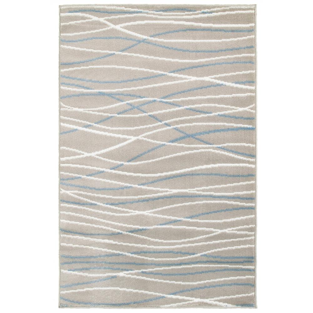 8’ x 10’ Gray Contemporary Waves Area Rug Gray. Picture 1