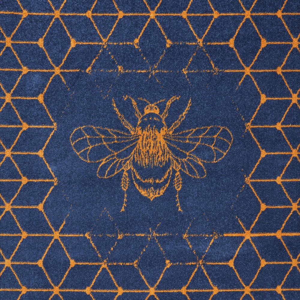 5’ x 7’ Navy and Orange Honeybee Area Rug Blue/Gold. Picture 2