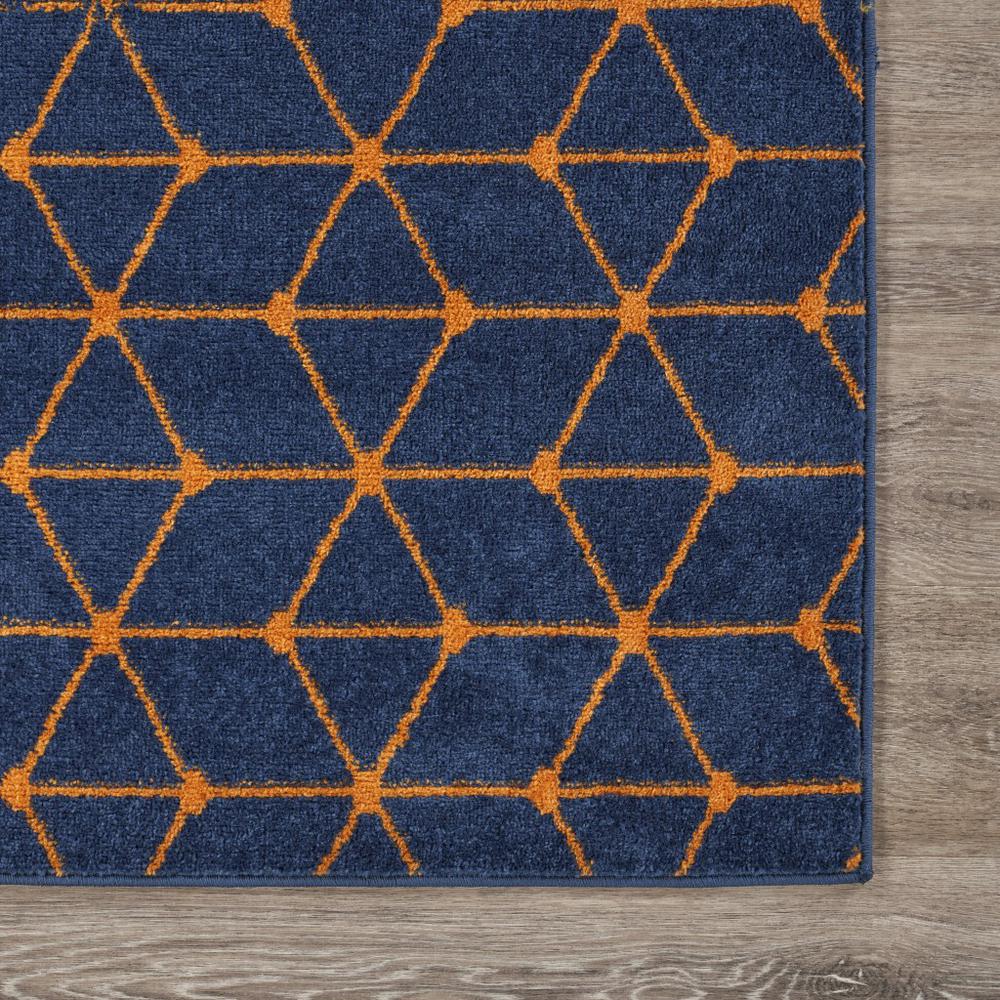 5’ x 7’ Navy and Orange Honeybee Area Rug Blue/Gold. Picture 4