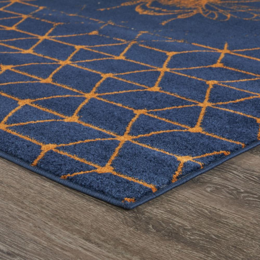 5’ x 7’ Navy and Orange Honeybee Area Rug Blue/Gold. Picture 5