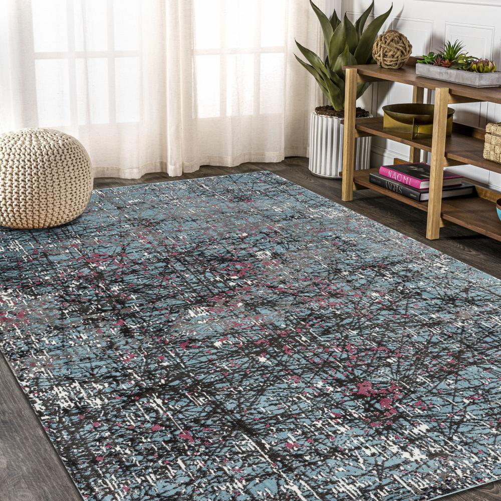 5’ x 8’ Blue Chaotic Strokes Area Rug Blue/Multi. Picture 8