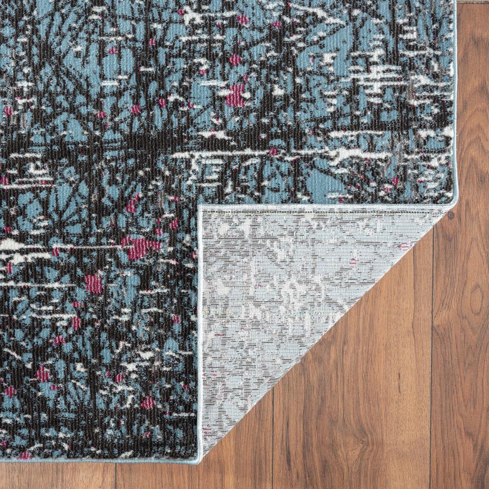 8’ x 10’ Blue Chaotic Strokes Area Rug Blue/White/Pink. Picture 4