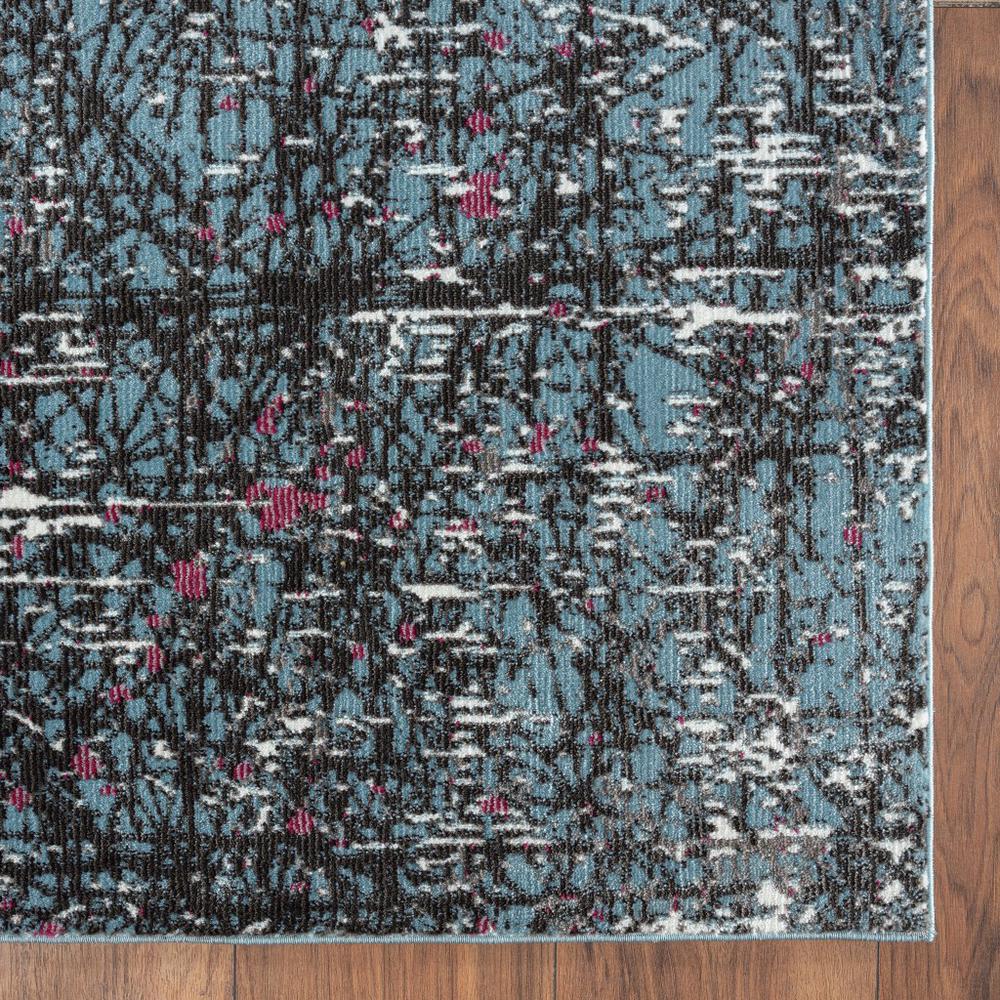 8’ x 10’ Blue Chaotic Strokes Area Rug Blue/White/Pink. Picture 6