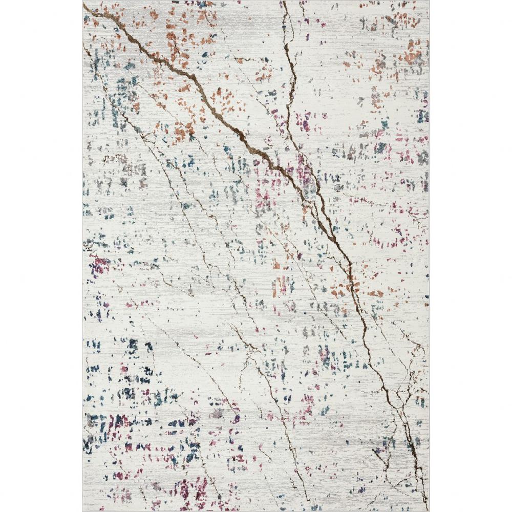 5’ x 8’ White Abstract Marble Area Rug White/Multi. Picture 1