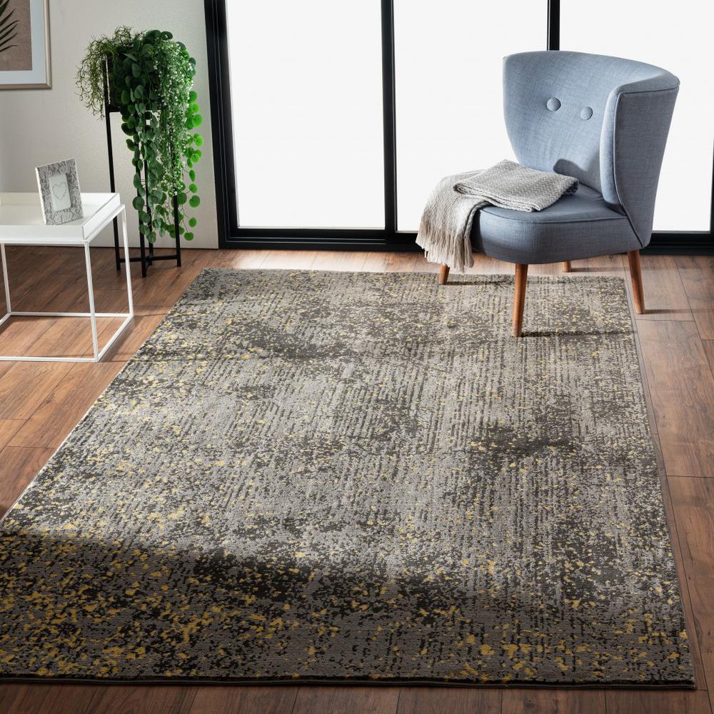 5’ x 8’ Gray and Yellow Abstract Sprinkle Area Rug Brown/Gray/Yellow. Picture 7