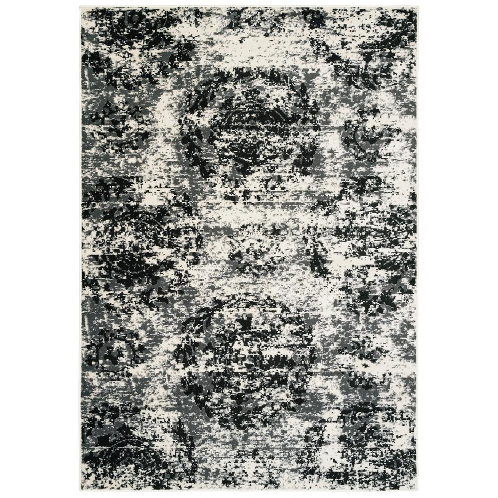5’ x 7’ Black and White Abstract Area Rug Gray. Picture 1