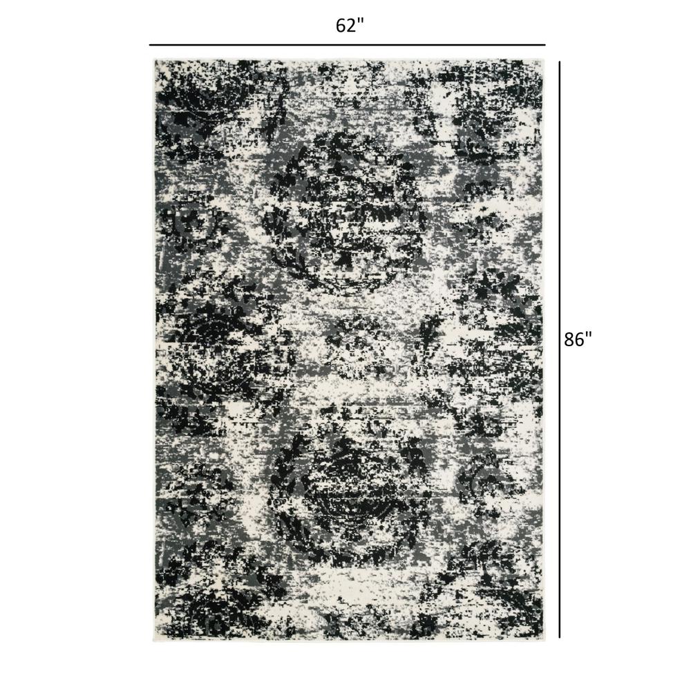 5’ x 7’ Black and White Abstract Area Rug Gray. Picture 9