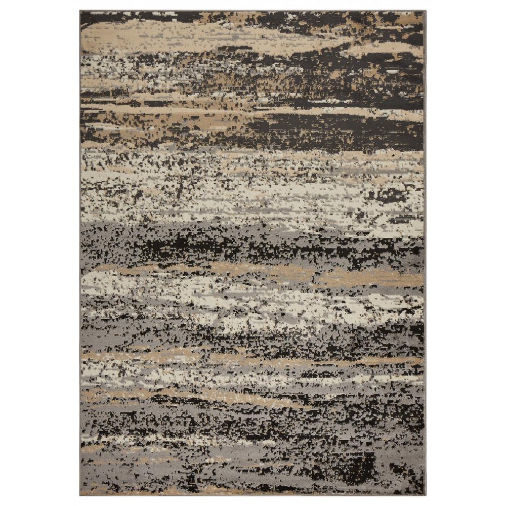 5’ x 7’ Beige and Black Abstract Desert Area Rug Gray. Picture 1