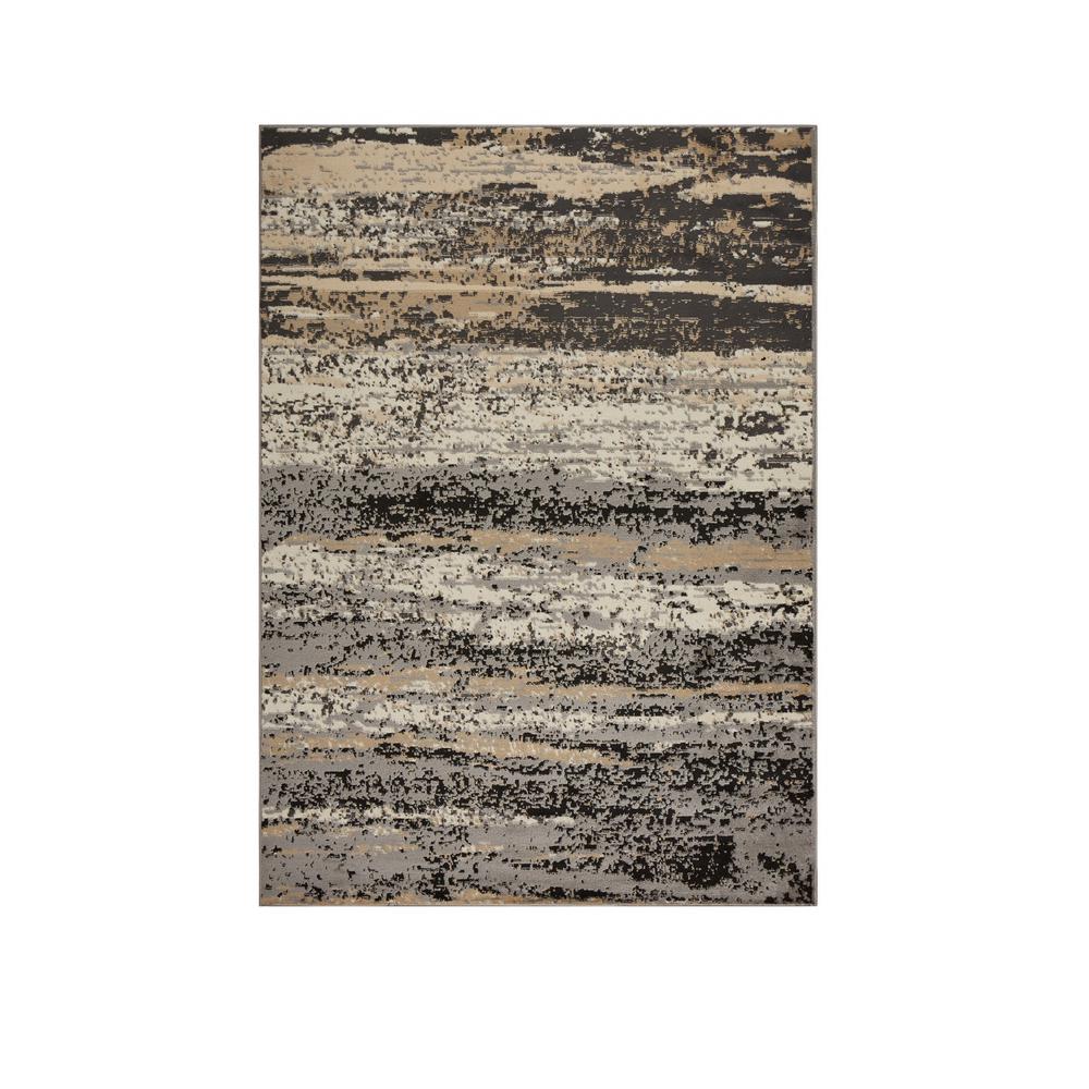 5’ x 7’ Beige and Black Abstract Desert Area Rug Gray. Picture 9