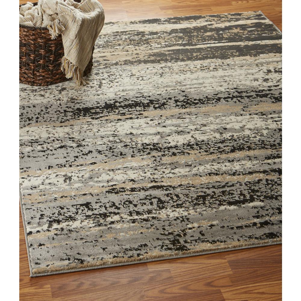 5’ x 7’ Beige and Black Abstract Desert Area Rug Gray. Picture 7