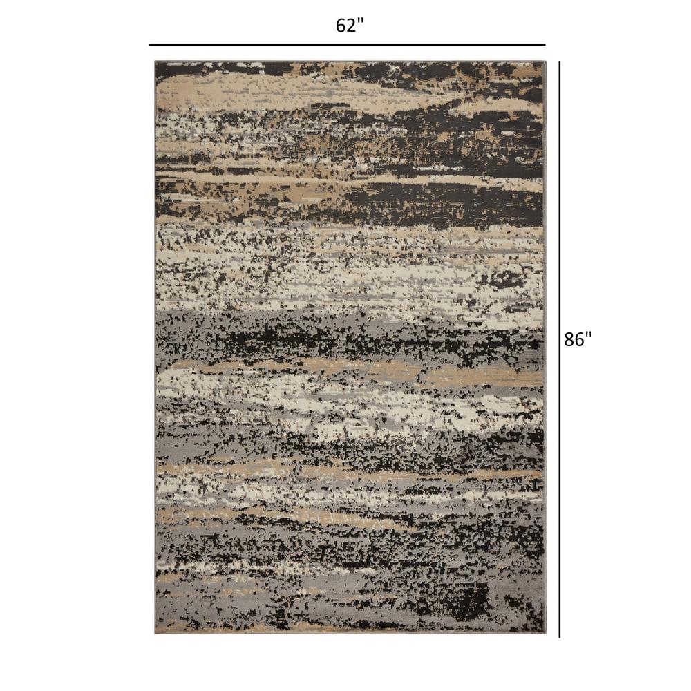 5’ x 7’ Beige and Black Abstract Desert Area Rug Gray. Picture 8