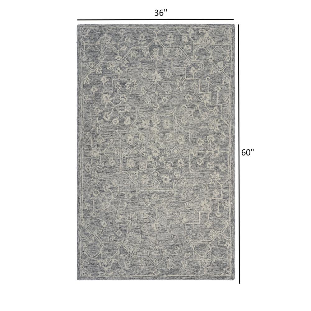 3’ x 5’ Gray Floral Finesse Area Rug Gray. Picture 8