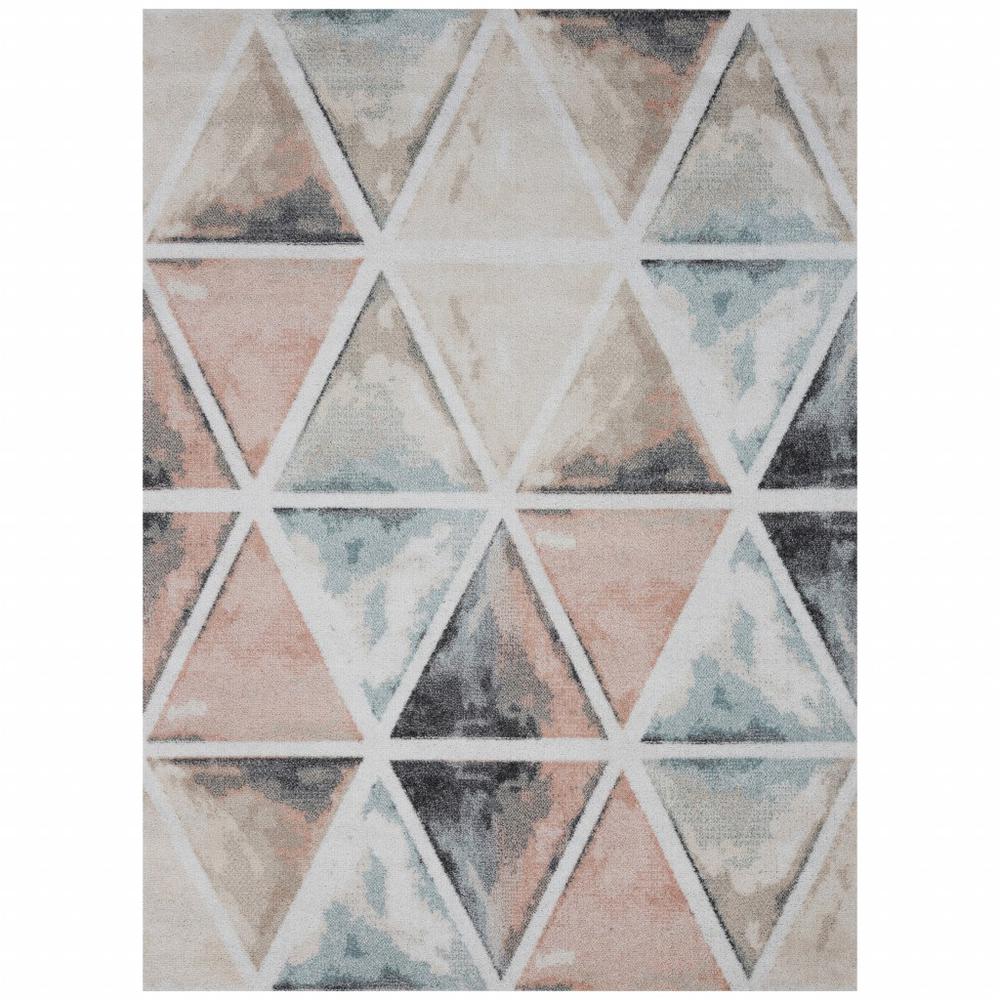 5’ x 7’ Ivory Watercolored Prism Area Rug Ivory. Picture 1