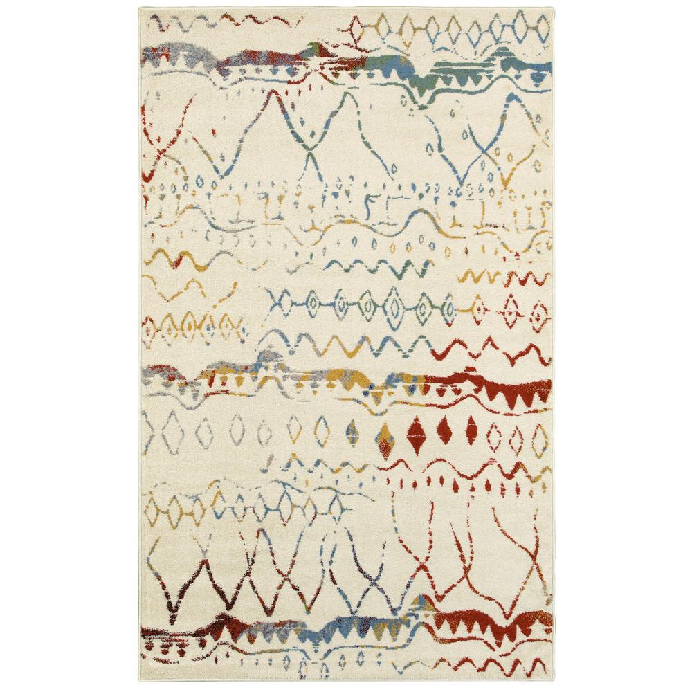 5’ x 7’ Cream Abstract Berber Pattern Area Rug Cream. The main picture.