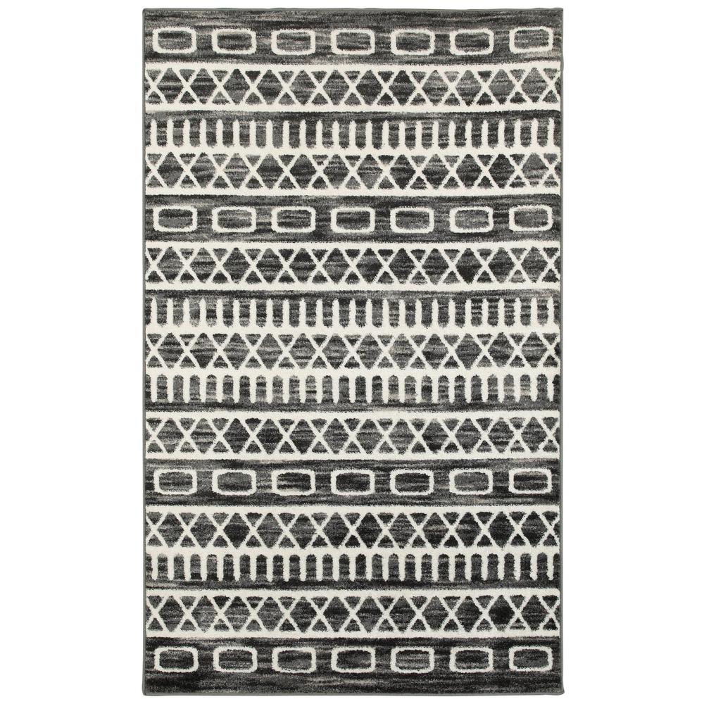 8’ x 10’ Black and White Geometric Area Rug Gray. Picture 1