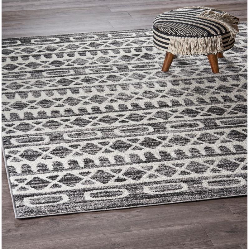 8’ x 10’ Black and White Geometric Area Rug Gray. Picture 8