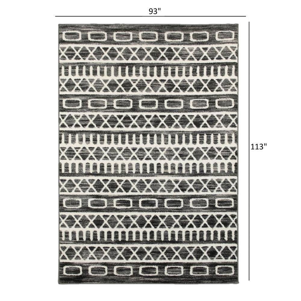 8’ x 10’ Black and White Geometric Area Rug Gray. Picture 9