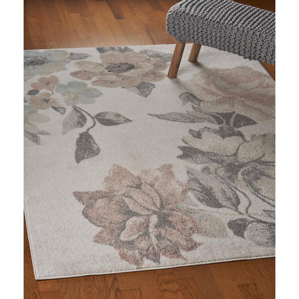 5’ x 7’ Ivory Blooming Rose Area Rug Multi/Gray/Pink. Picture 7
