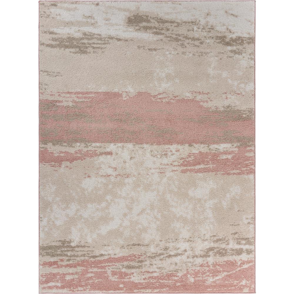 5’ x 7’ Blush and Beige Abstract Strokes Area Rug Ivory/Blush. Picture 1