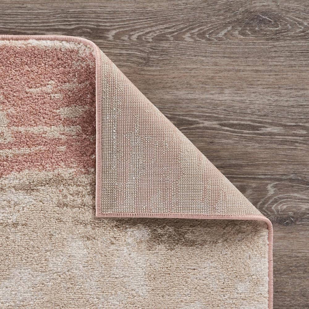 5’ x 7’ Blush and Beige Abstract Strokes Area Rug Ivory/Blush. Picture 4