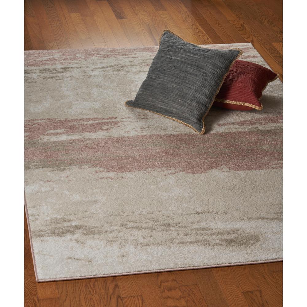 5’ x 7’ Blush and Beige Abstract Strokes Area Rug Ivory/Blush. Picture 7