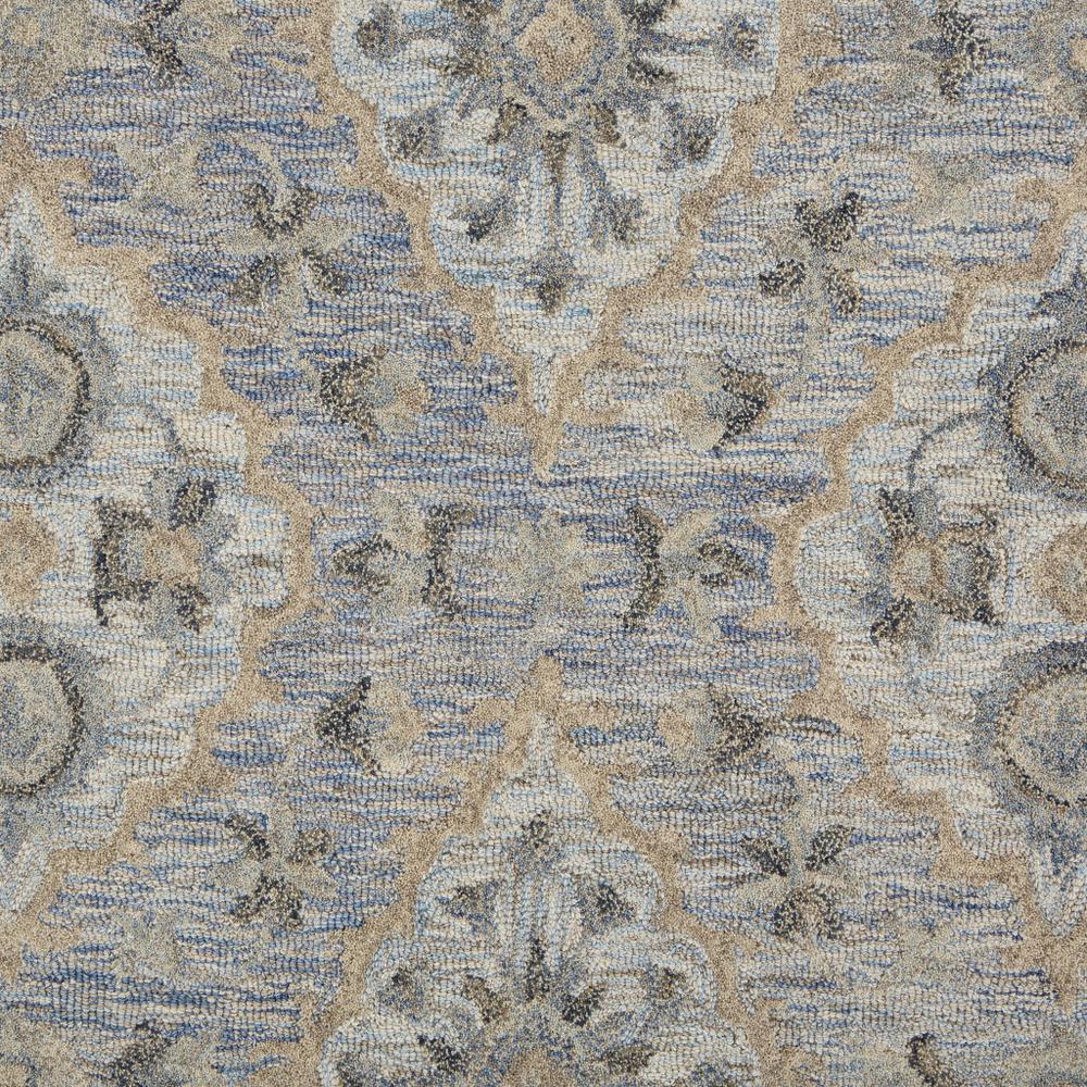 5’ x 8’ Blue and Tan Traditional Area Rug Blue. Picture 2