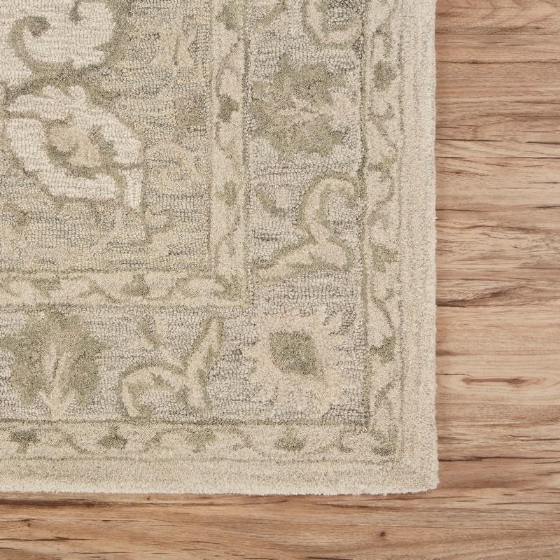 5’ x 8’ Green and Cream Medallion Area Rug Green. Picture 8