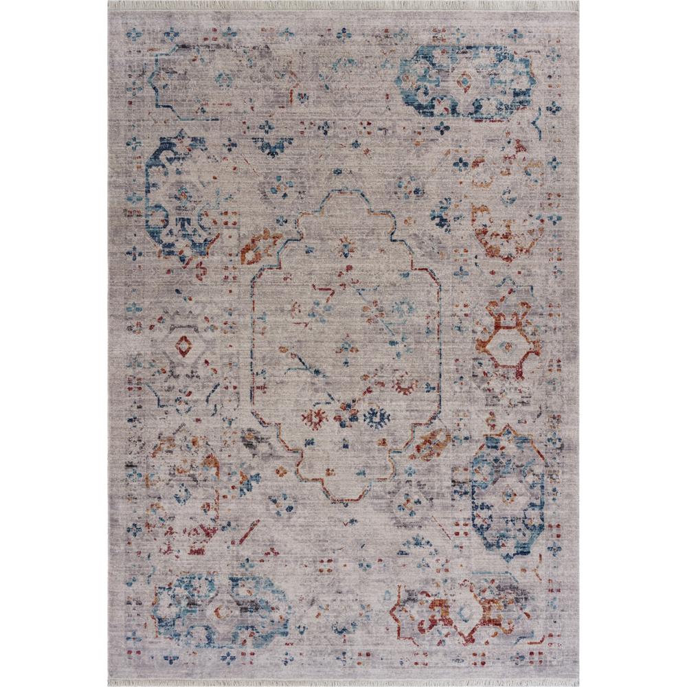 5’ x 8’ Beige Distressed Floral Area Rug Beige. Picture 1