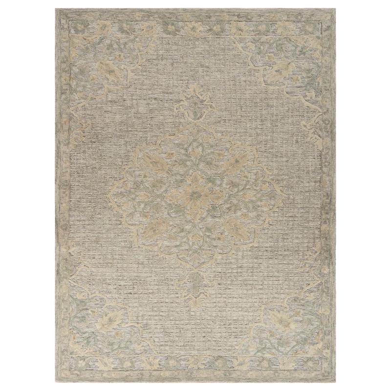 8’ x 10’ Beige Distressed Floral Area Rug Beige. Picture 1